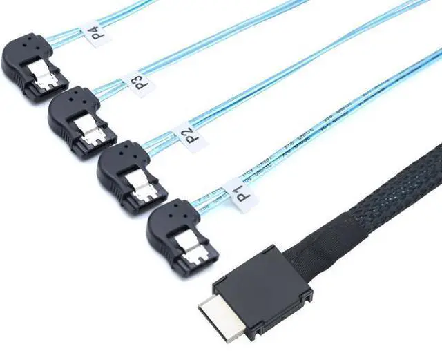 Alt view image 4 of 5 - OCuLink PCl-Express SAS SFF-86l1 4i to SATA 7P Left-Arc Server Hard Disk Cable