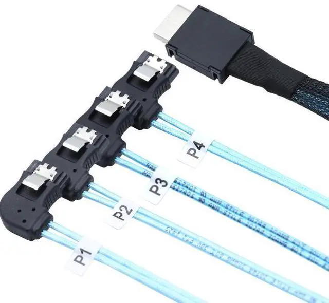 Alt view image 5 of 5 - OCuLink PCl-Express SAS SFF-86l1 4i to SATA 7P Right-Angle Server Hard Disk Cable