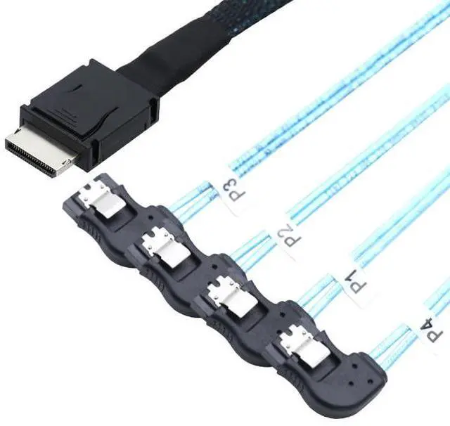 Alt view image 4 of 5 - OCuLink PCl-Express SAS SFF-86l1 4i to SATA 7P Right-Angle Server Hard Disk Cable