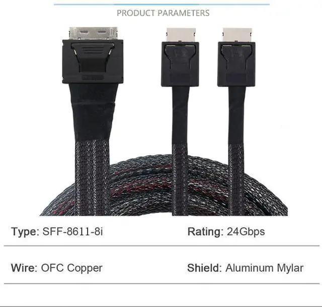 Alt view image 2 of 5 - PCIE Oculink SAS SFF-861181-to-2 SFF 86l1 41 server data cables