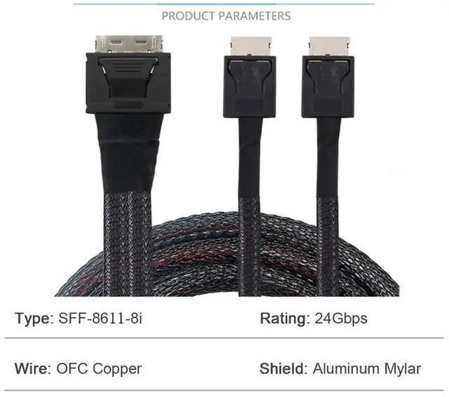 Alt view image 2 of 5 - PCIE Oculink SAS SFF-86ll 81-to-2 SFF 86ll 4l serverdata cables