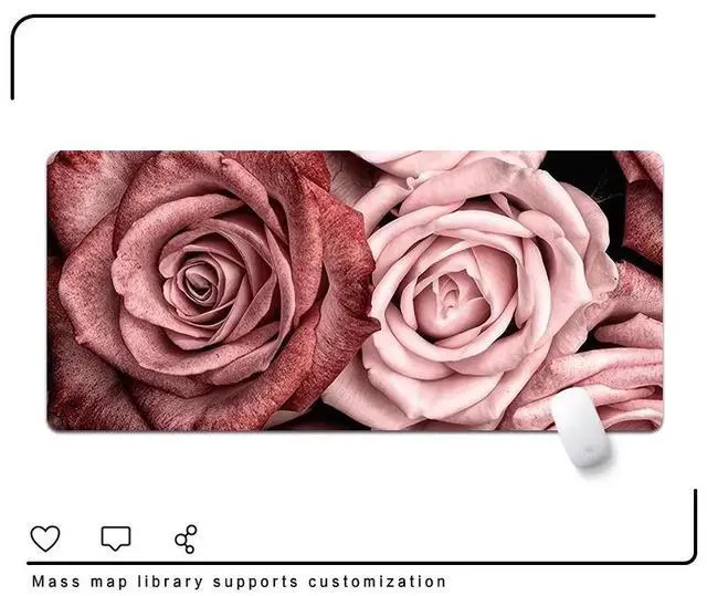 Main image of Rose flower mouse pad - Extra large and simple notebook keyboard pad - Large-sized table pad - Women's office durable computer table pad - 35.43 x 15.75 inches 6