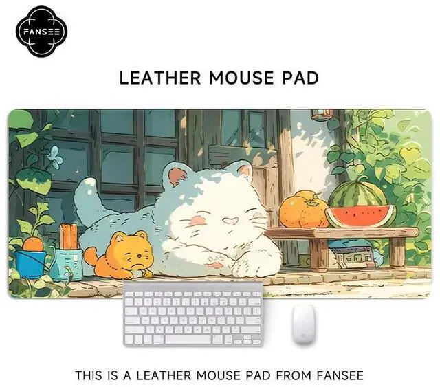 Main image of Cute cat mouse pad - Extra large, creative cartoon mouse pad for girls, computer keyboard pad for office desk, large size, anti-slip, 35.43 x 15.75 inches 2