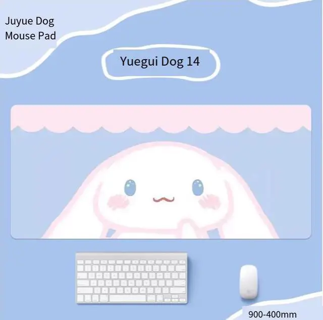 Main image of JVFYI Yuegui Dog Mouse Pad - Extra Large Size - Cute Cartoon Design - Girls' Office Desk Pad - Big Ears Dog - Computer Keyboard Pad - 35.43 x 15.75 inches 11