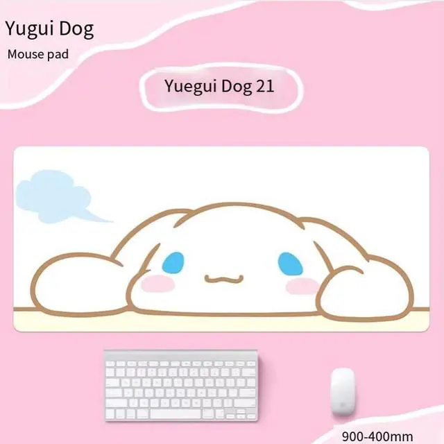 Main image of JVFYI Yuegui Dog Mouse Pad - Extra Large Size - Cute Cartoon Design - Girls' Office Desk Pad - Big Ears Dog - Computer Keyboard Pad - 35.43 x 15.75 inches 15