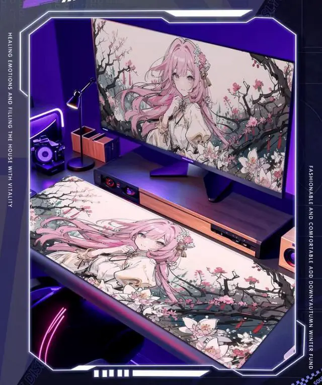 Alt view image 2 of 5 - JVFYI Alicia Mouse Pad - Extra Large Anime 2D Dormitory Computer Desk Workstation Office Desk Anti-Slip and Stain-Resistant - 35.43 x 15.75 inches 3