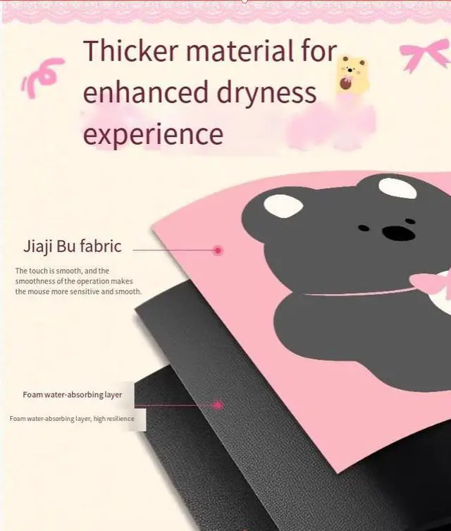 Alt view image 3 of 5 - JVFYI Cute little bear alien mouse pad - oversized cartoon girls' computer desk pad - large-sized office desktop mat - keyboard pad - 31.5 × 15.7 inches