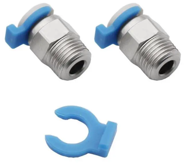Main image of JVFYI 3D printer DIY accessory pc4-01 pc4-m6 pneumatic connector with blue snap-on cover, 4mm Teflon tube fixation