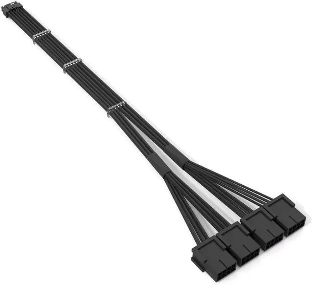 Alt view image 3 of 5 - JVFYI 4090 graphics card power supply cable PCIE 5.0 12+4 to 4*8Pin 16AWG nylon braided wire