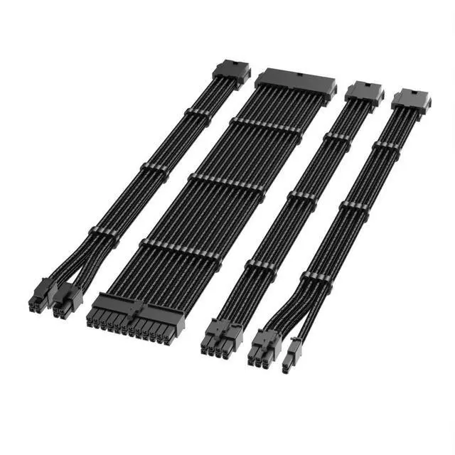 Alt view image 4 of 7 - JVFYI 18AWG nylon woven mesh 4-piece set motherboard 24-pin graphics card CPU 8P power supply cable Grey