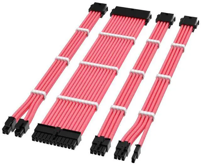 Alt view image 5 of 7 - JVFYI 18AWG nylon woven mesh 4-piece set motherboard 24-pin graphics card CPU 8P power supply cable Grey