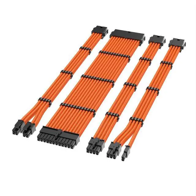 Alt view image 7 of 7 - JVFYI 18AWG nylon woven mesh 4-piece set motherboard 24-pin graphics card CPU 8P power supply cable Grey