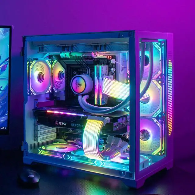 Alt view image 6 of 6 - JVFYI Godlight synchronous ARGB soft light panel - Power lines of motherboard and graphics card glow