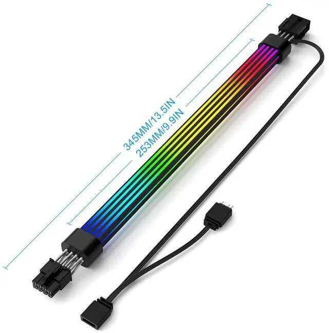 Alt view image 2 of 6 - JVFYI ARGB graphics card single 8-pin neon-colored extension cable PCIe power cable vibrant color
Including a head with a diameter of 340mm