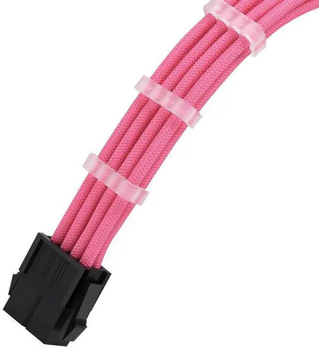 Alt view image 3 of 6 - JVFYI ATX computer VGA power extension cable data cable nylon braided mesh arc-shaped 4-piece set 18AWG tin-plated copper white