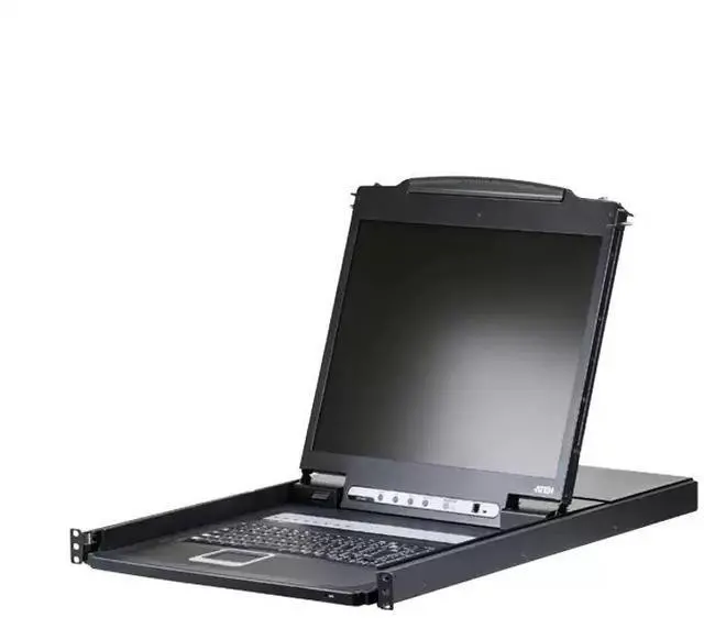 Main image of ATEN HongZheng CL1308N 8-port VGA KVM switcher with 19-inch LCD display, rack-mounted and foldable, 8 inputs, 1 output, 1 control, 8 channels.
