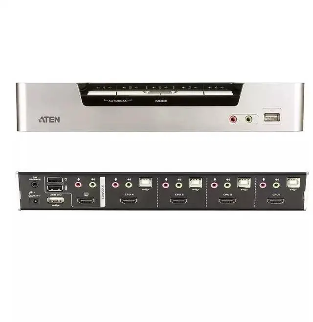 Alt view image 2 of 4 - ATEN HongZheng CS1794 HDMI USB 2.0 Multi-computer KVM Switcher with 4 input and 1 output, supporting audio, high-definition video resolution, and capable of scanning, printing and sharing for widescre
