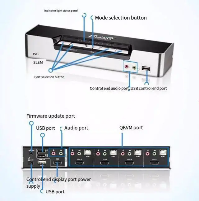 Alt view image 4 of 4 - ATEN HongZheng CS1794 HDMI USB 2.0 Multi-computer KVM Switcher with 4 input and 1 output, supporting audio, high-definition video resolution, and capable of scanning, printing and sharing for widescre