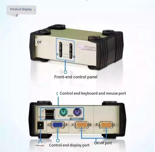 ATEN Hongzheng CS82U VGA + USB KVM Switcher with 2 Input and 2 Output ...
