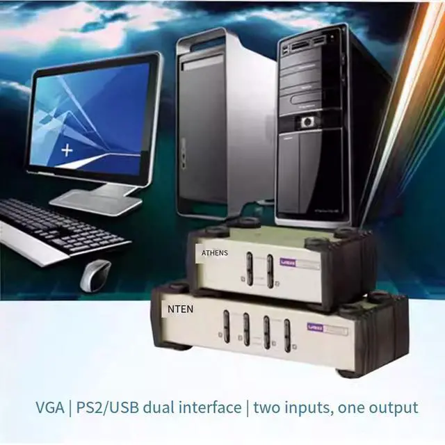 ATEN Hongzheng CS82U VGA + USB KVM Switcher with 2 Input and 2 Output ...