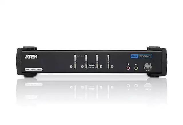 Alt view image 3 of 5 - ATEN HongZheng 4-port USB/DVI dual-channel multi-computer KVM switcher for audio switching, model CS1784A