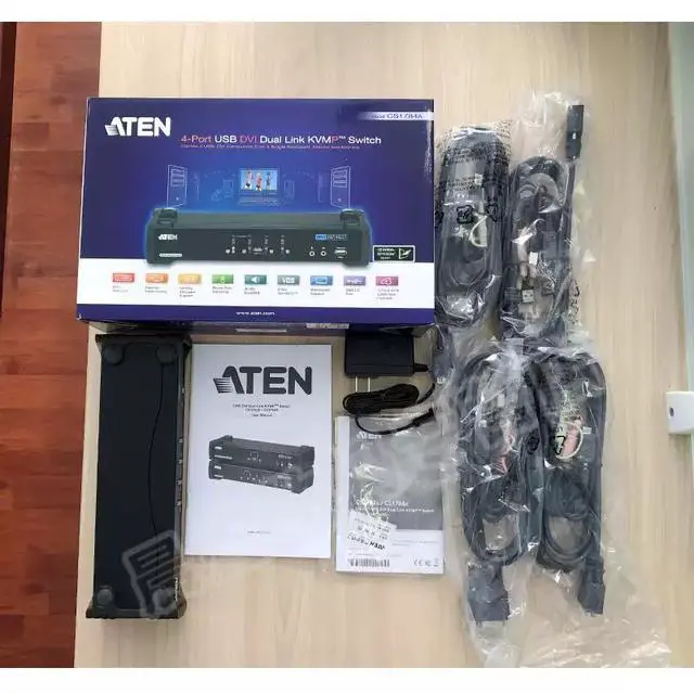 Alt view image 4 of 5 - ATEN HongZheng 4-port USB/DVI dual-channel multi-computer KVM switcher for audio switching, model CS1784A