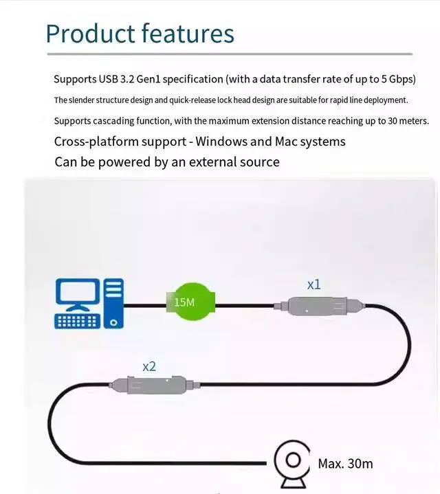 Alt view image 3 of 4 - ATEN HongZheng UE3315A USB 3.2 Gen1 extension cable can extend the distance of USB devices up to 15 meters.