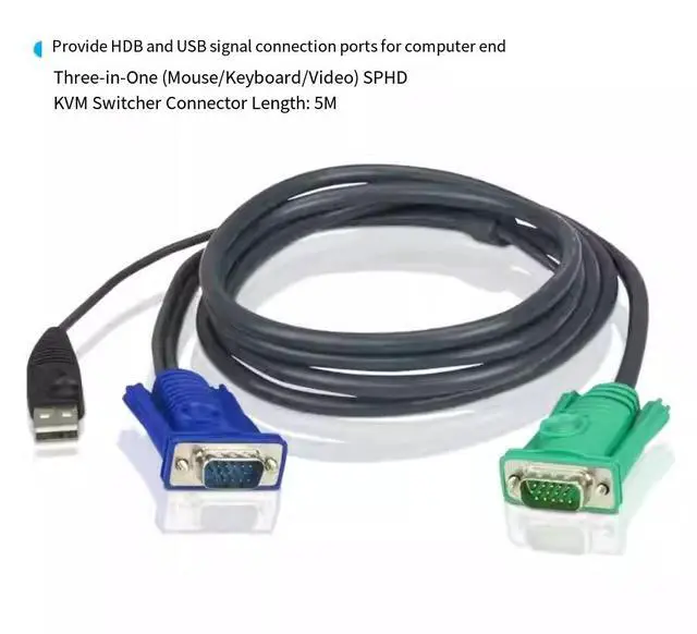 Alt view image 2 of 5 - ATEN 2L-5205U USB interface switcher connection cable + 3-in-1 SPHD computer end connector 5 meters