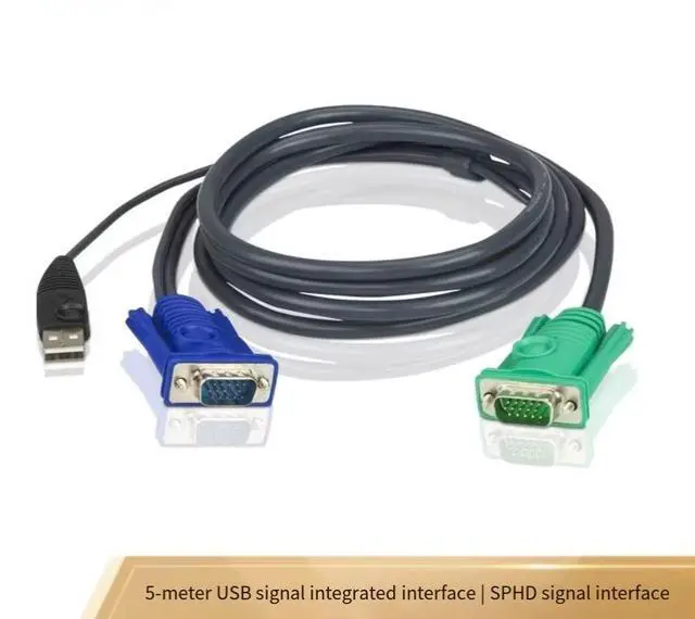 Alt view image 5 of 5 - ATEN 2L-5205U USB interface switcher connection cable + 3-in-1 SPHD computer end connector 5 meters