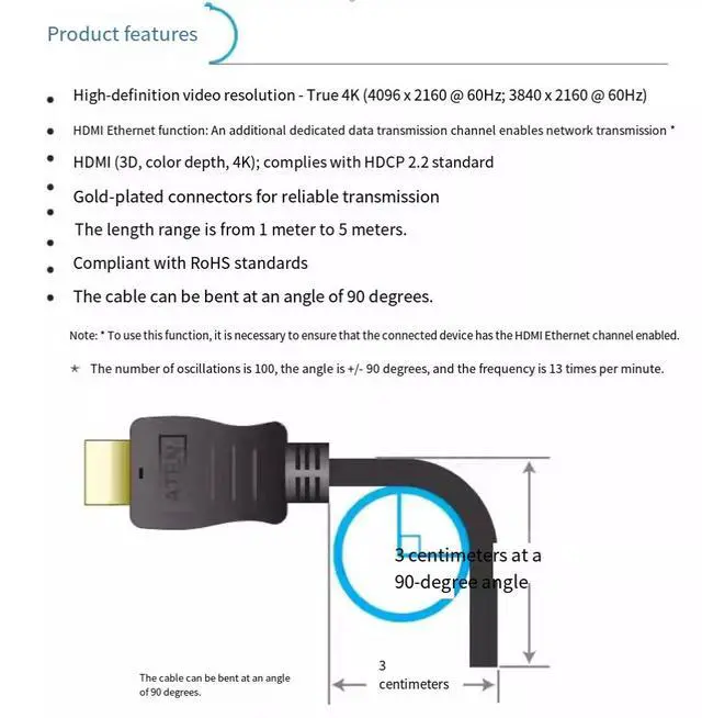 Alt view image 3 of 4 - ATEN 2L-7D05H-AZ HDMI High-Definition Digital Cable - 4K Computer/TV Connection Data Cable - 5 Meters