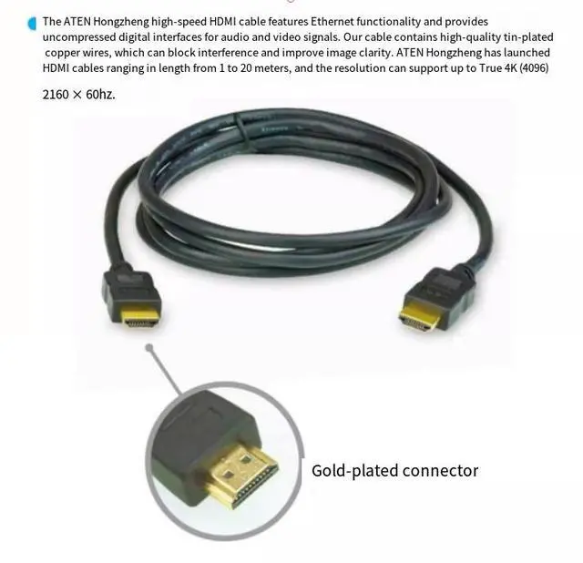 Alt view image 2 of 2 - ATEN HDMI High Definition Cable - 4K Computer to TV Connection Data Cable - 2 meters - 2L-7D02H-1AZ