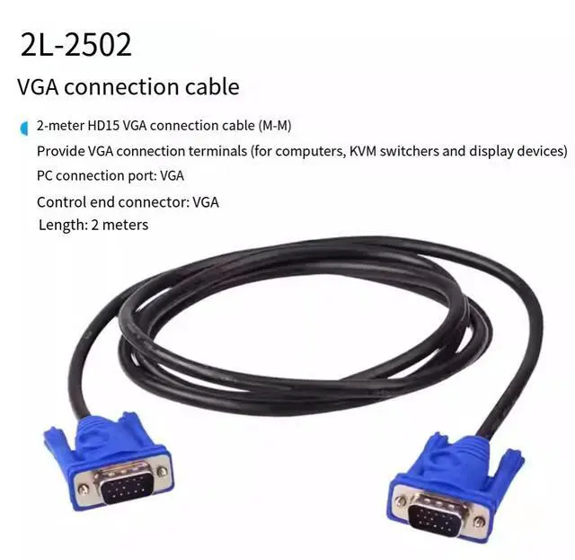 Alt view image 2 of 4 - ATEN VGA cable for computer monitor connection - TV extension data cable - projection cable 2 meters 2L-2502