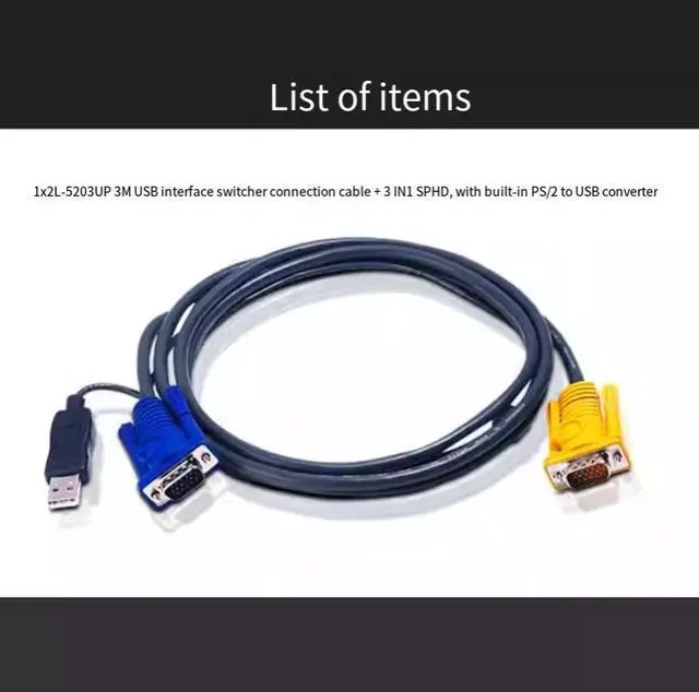 Alt view image 4 of 4 - ATEN USB interface switcher connection cable +3 in 1 SPHD, 3-meter long, 2-pin, -5203UP