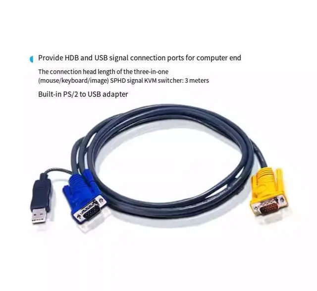Alt view image 2 of 4 - ATEN USB interface switcher connection cable +3 in 1 SPHD, 3-meter long, 2-pin, -5203UP