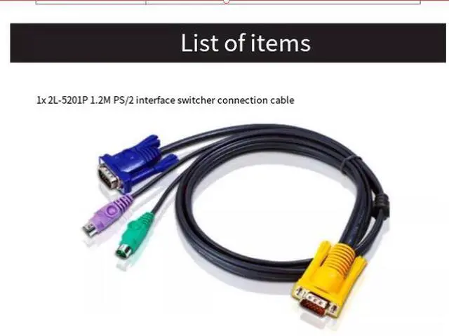 Alt view image 3 of 3 - ATEN PS/2 interface switcher connection cable +3 in1 SPHD 2L-5201P, 1.2-meter long