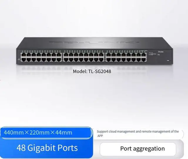 Alt view image 2 of 5 - TP-LINK Cloud Management Gigabit Switch - Specialized Ethernet Enterprise Web Network Monitoring Dedicated TPLINK Network Cable Splitter Dormitory Switch Monitoring Hub 48 Gigabit Ports TL-SG2048