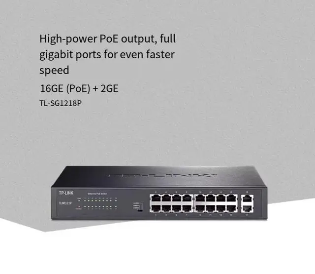 Alt view image 2 of 5 - TP-LINK POE-powered switch Gigabit 16/24 port network splitter cable splitter dormitory home switch monitoring TL-SG1218P