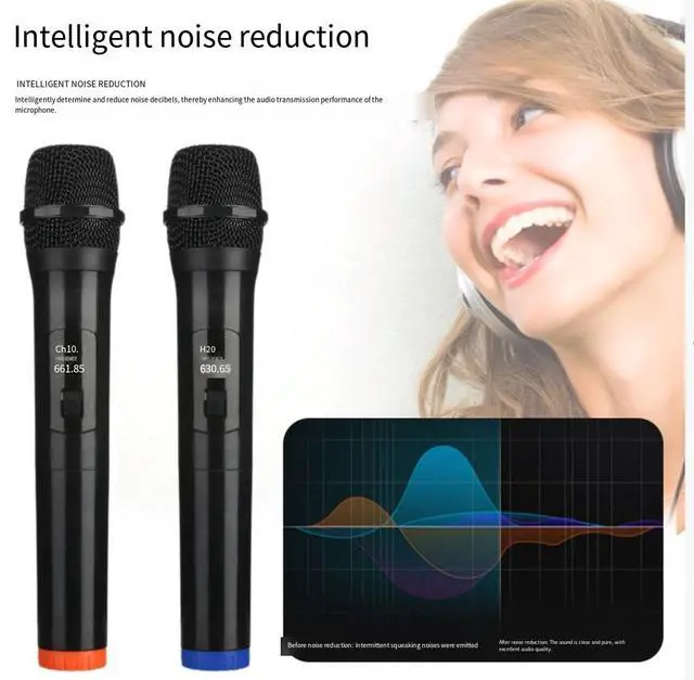 Alt view image 3 of 6 - One-to-two wireless microphone for live streaming, home singing, moving coil universal microphone, handheld microphone 038 : One to two