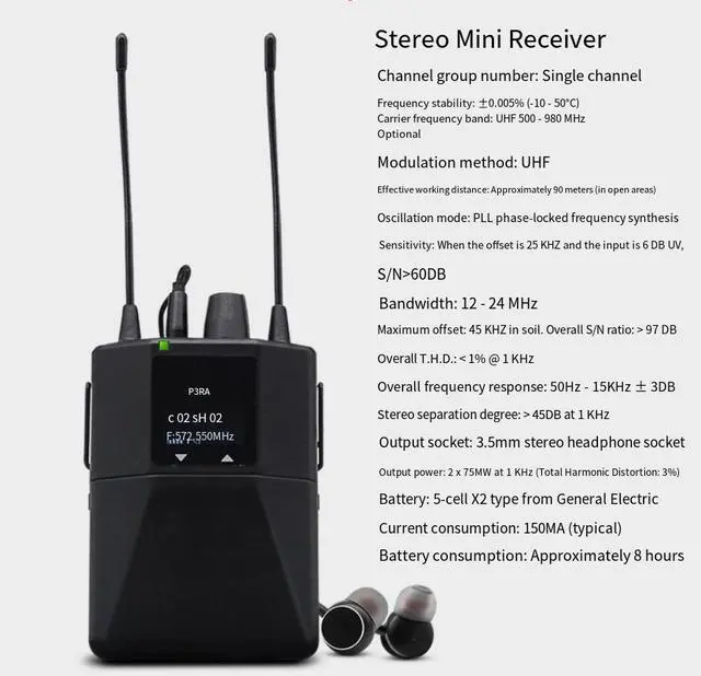 Alt view image 6 of 7 - Stereo wireless monitoring ear-return system. Singer, actor, band wireless ear-return audio equipment. PM300PSM60 One to two