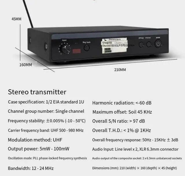 Alt view image 7 of 7 - Stereo wireless monitoring ear-return system. Singer, actor, band wireless ear-return audio equipment. PM300PSM60 One to two
