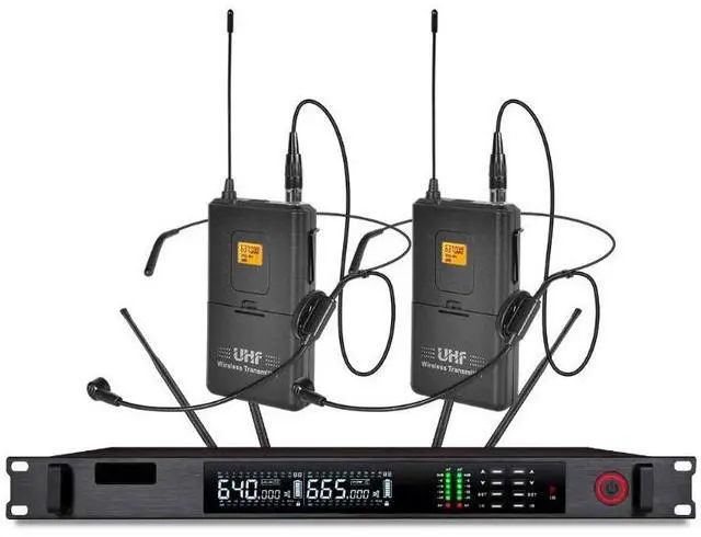 Alt view image 4 of 4 - True diversity wireless microphone - one for two users. Adjustable frequency moving coil type. Suitable for karaoke, entertainment, performances, KTV and professional use.