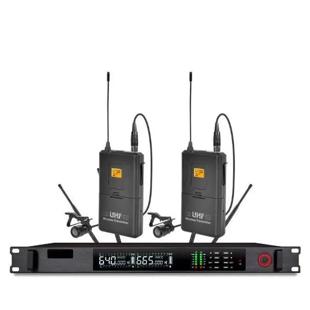 Alt view image 3 of 4 - True diversity wireless microphone - one for two users. Adjustable frequency moving coil type. Suitable for karaoke, entertainment, performances, KTV and professional use.