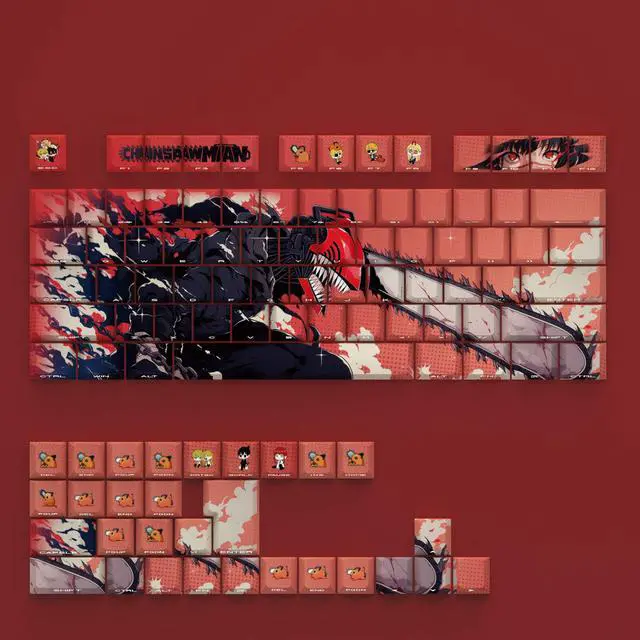 Alt view image 3 of 5 - Electric keycap with saw blade, human theme, side-engraved transparent characters in 2D style, shifted 63, 64, 68, 75 to the left. Only compatible with 60-87-98-104-108