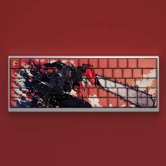 Alt view image 4 of 5 - Electric keycap with saw blade, human theme, side-engraved transparent characters in 2D style, shifted 63, 64, 68, 75 to the left. Only compatible with 60-87-98-104-108