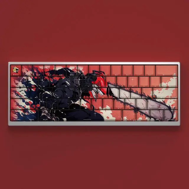 Alt view image 2 of 5 - Electric keycap with saw blade, human theme, side-engraved transparent characters in 2D style, shifted 63, 64, 68, 75 to the left. Only compatible with 60-87-98-104-108