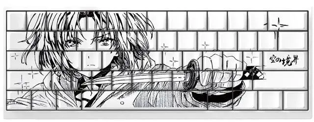 Main image of Two keycaps with draftings of the pattern, original factory height, PBT material, side engraving, transparent light transmission, compatible with wooting61, made68