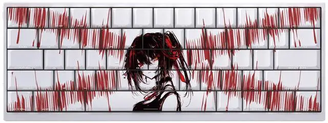 Main image of Shi Qi's wild three-point shot with a secondary dimensional theme, highly detailed side engraving with transparent PBT material, compatible with 60, 65, 68, 75, 87 - 98 shots.