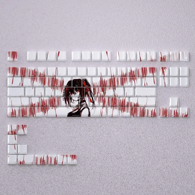 Alt view image 5 of 5 - Shi Qi's wild three-point shot with a secondary dimensional theme, highly detailed side engraving with transparent PBT material, compatible with 60, 65, 68, 75, 87 - 98 shots.