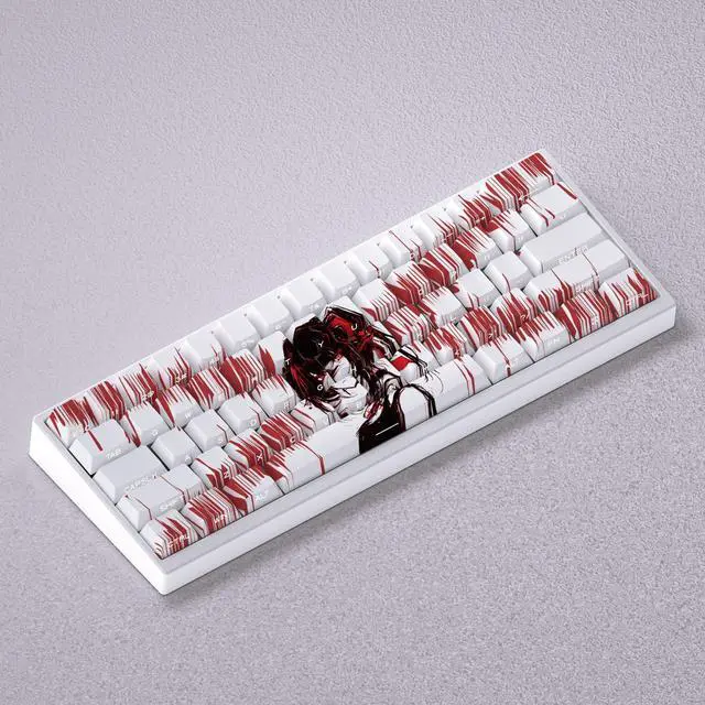 Alt view image 4 of 5 - Shi Qi's wild three-point shot with a secondary dimensional theme, highly detailed side engraving with transparent PBT material, compatible with 60, 65, 68, 75, 87 - 98 shots.