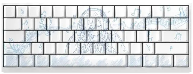 Main image of Three-Nine keycaps with a 2D theme, highly embossed with transparent PBT on the sides, compatible with 60, 65, 68, 75, and 87.